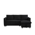 thumbnail image 6 of L-Shaped Corduroy Modular Sectional Couch with Chaise Lounge, Pull-Out Bed, Convertible Sleeper Sofa Bed with Storage for Living Room, Black, 6 of 7