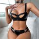 thumbnail image 3 of Gibobby Lenceria mujer sexy Camisola de lencería para mujer, con corte de red entrecruzado, sin mangas, sexy, vestido de peluche(Negro, M), 3 of 5