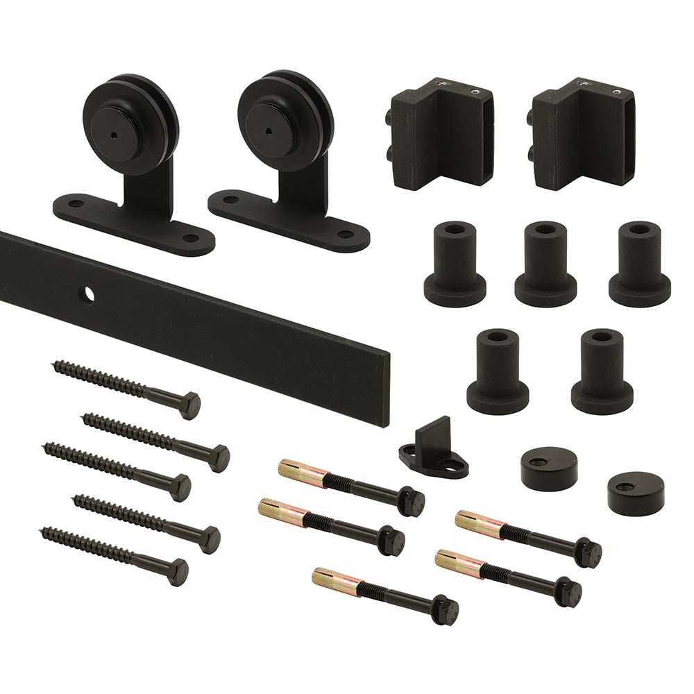 Heavy Duty Barn Door Track Kit, Smooth Rolling, Top Mount, Matte Black
