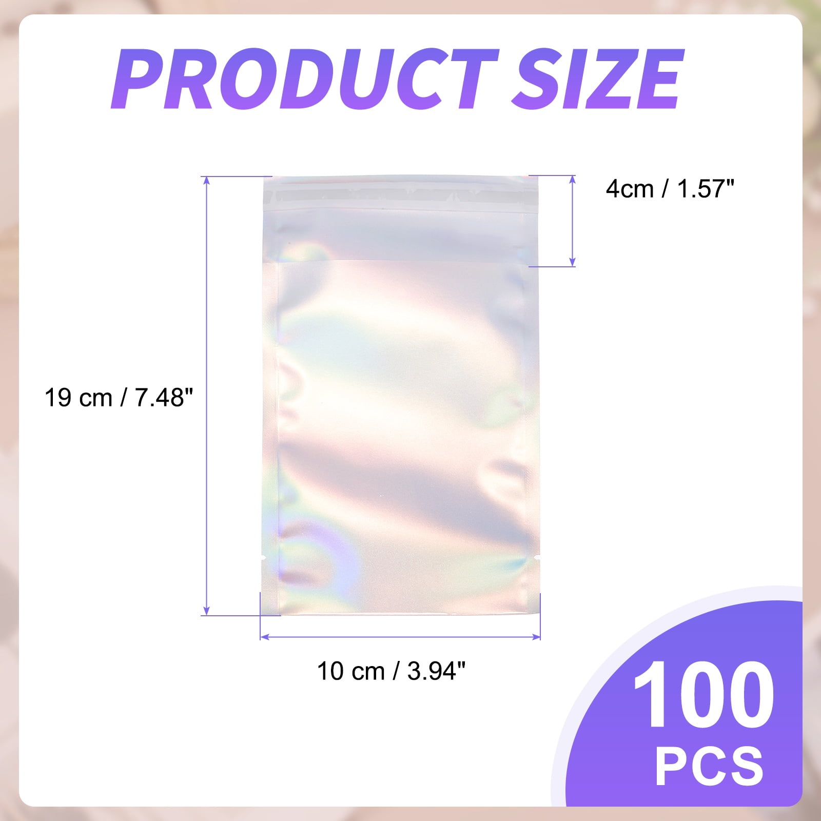 Uxcell Holographic Bags (7" x 4", Silver) (100Pcs) Holographic Metallic Poly Mailers Self Sealing Flat Foil Envelope Mailing Packaging Bags, Suit for - Jewelry/Sample/Shipping/Package
