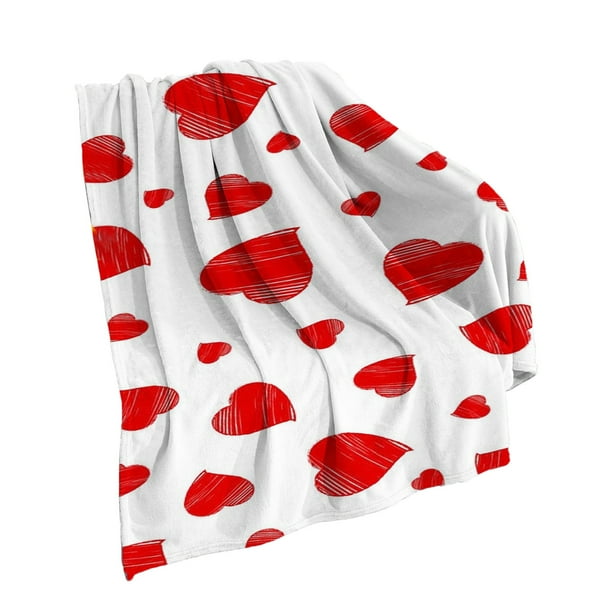 Manta Del Día de San Valentín Manta de Flanela de Amor Tanabata, Cubierta de Sofá Impresa Digital de Poliéster Rojo 51x59In para la Decoración de la Siesta Del Almuerzo Del Sofá