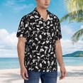 thumbnail image 5 of Xecao Black White Leaves print Hawaiian shirt - a stylish short-sleeve button-down for men, perfect for casual beach and tropical outings., 5 of 9