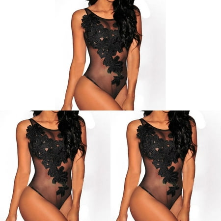 Women Lace Vintage Satin Nightie Underwear Bodysuit Nightwear Sleepwear Lingerie Womens Plus Size Lingerie Outfits for Women Corset Lingerie for ceangrtro Black (3Packs) Black (3Packs)