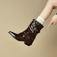 thumbnail image 7 of Wensltd Women Pull On Leather Boots Ankle Pointed Toe Office Trendy Boots Comfortable Black, 7 of 7