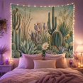 thumbnail image 2 of Saguaro Cactus & Agave in Desert Dawn, Calming Botanical Illustration for Plant Lovers, Nature Inspired Decor Housewarming Gift Tapestry Wall Hanging for Bedroom, Living Room and Dorm, 2 of 6