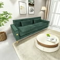 thumbnail image 5 of FX-P18-RG2(SOFA) Luxury Emerald Green Velvet Sofa with Gold Accents - Modern 3-Seat Couch with Plush Cushions, Perfect for Living Room and Office Decor, 5 of 16