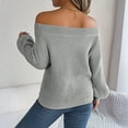 thumbnail image 4 of Women's Off The Shoulder Sweater Crochet Knit Long Sleeve Loose Pullover (Gray, S), 4 of 5