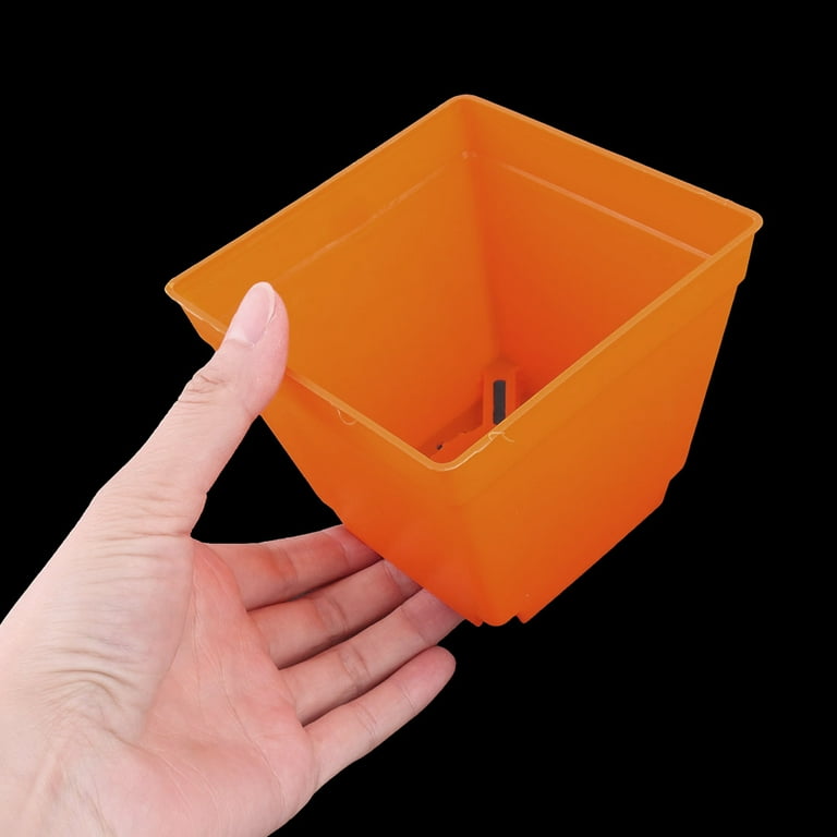 Balcony Plastic Square Flower Plant Pot Saucer Holder Orange