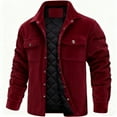 thumbnail image 2 of LTTVQM Quilted Mens Jacket with Corduroy Collar Winter Thermal Thicken Retro Trucker Jacket Outdoor Work Shacket Windbreaker Wine M, 2 of 4