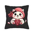 thumbnail image 4 of Set of 2 18x18in Throw Pillow Covers - Cute Cartoon Cat Design with Red Hoodie & Heart Perfect for Couch Bed or Car Decor, 4 of 8