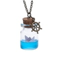 thumbnail image 1 of Collar de botella a la deriva con barco de papel de agua de mar y botella de vidrio, 1 of 4