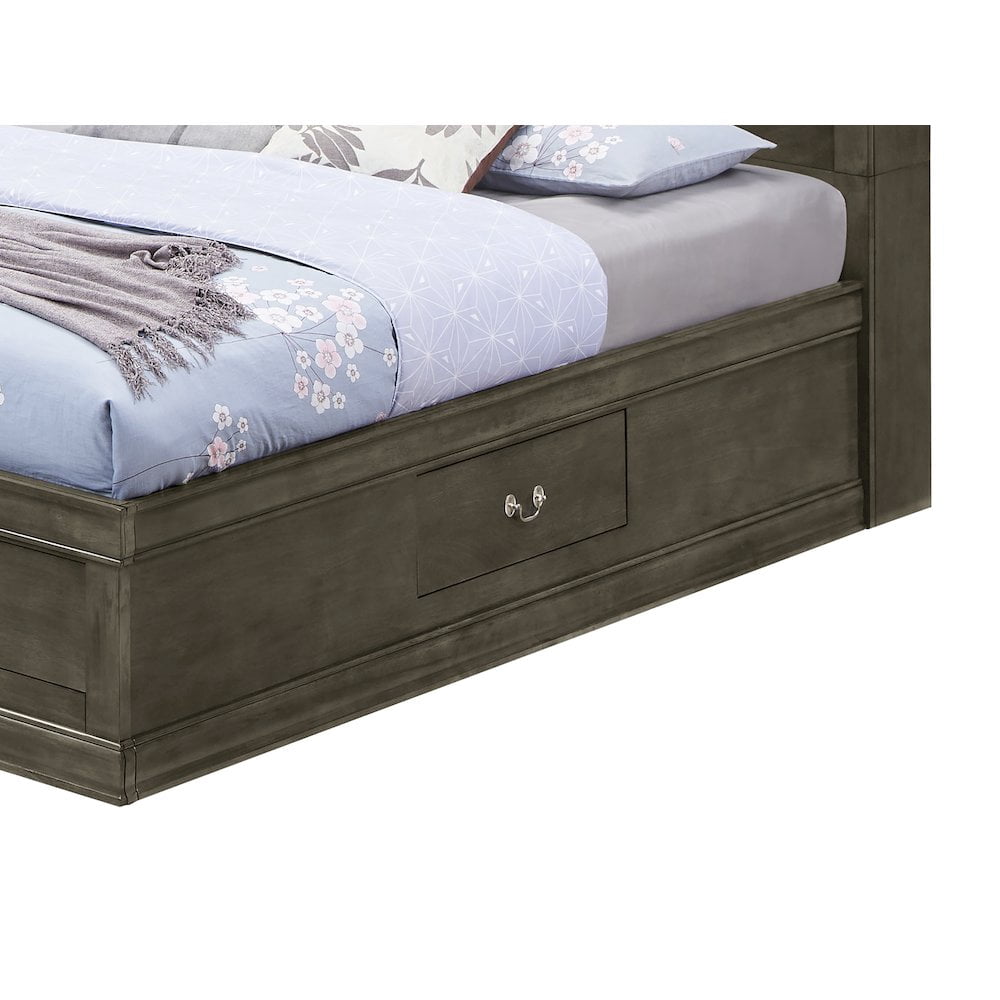 Glory Furniture Louis Phillipe Full Storage Bed in Gray Color