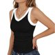 thumbnail image 3 of Mujeres Blusas de Verano sin Mangas Cuello en V Cuello Sólido Camiseta, Poliéster Suave Desgaste Diario Casual, Longitud Regular, 3 of 5