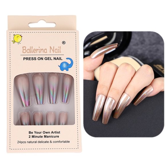 Uñas postizas, uñas postizas, regalos para mujeres, 24 piezas de uñas postizas, parches para decoración de uñas, productos para decoración de uñas portátiles, uñas de ataúd extraíbles
