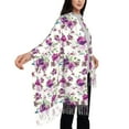 thumbnail image 4 of Honeii Violets Flowers Print Scarf Oversized Scarf Tassel Fall Winter Thick Scarf Warm Shawl Women,Women's Scarves & Wraps, 4 of 8