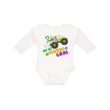 

Inktastic My 1st Mardi Gras Monster Truck with Beads Gift Baby Boy or Baby Girl Long Sleeve Bodysuit