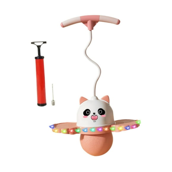 Colaxi Panda Shape Pogo Ball with Handle Bouncing Ball with Light Strong Grip Funny Exercise Pogo Stick for Exercise Balance Ability Pink