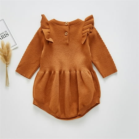 

KaLI_store Infant Solid Sweater Cotton Girls Baby Knitted Romper Boys Bodysuit Outfits Boys Boys Holiday Outfits