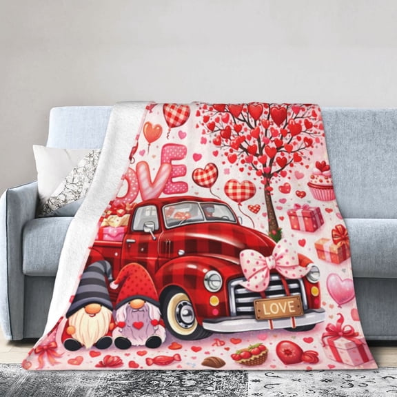 Valentine’s Day Love Truck Blanket – Romantic Hearts & Gifts Throw Blanket 50x40