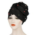 thumbnail image 2 of Mifelio Turban for Women Toe Solid Candy Hat Flower Space Cotton Color Muslim Beaded Cap, Cap Womens Cap Beadedbig Color Turban Head Wrap for Women Black One Size, 2 of 6
