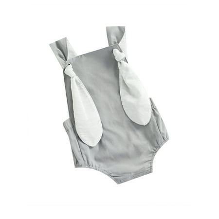 

Binpure Contrast Color Rabbit Ears Square Neck Sleeveless Baby Romper Bodysuit