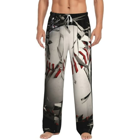 Cauagu Baseball Breaking Glass Mens Pajama Pants Sleep & Lounge Pants PJ Bottoms with Pockets-X-Large