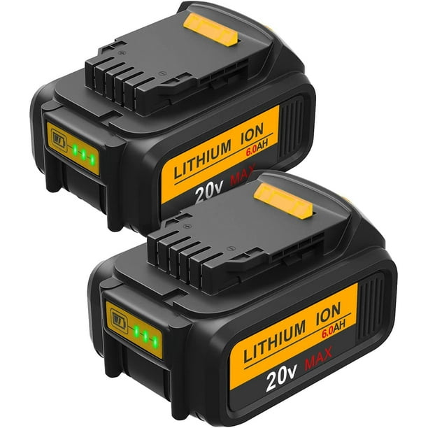 2 Pack DCB200 20V 6.0Ah Battery Replacement for Dewalt 20V Battery ...