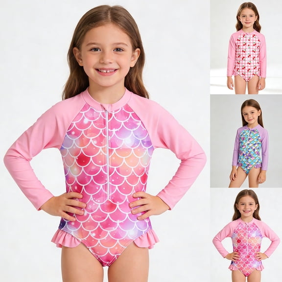 SHenli Girls One Piece Swimsuit Size 5-6 Scalloped Ribbed Tankini for Girls Quick Dry Solid Color Bathing Suits for Girls Swimwear Shorts and Skirt Removable Chest Pad