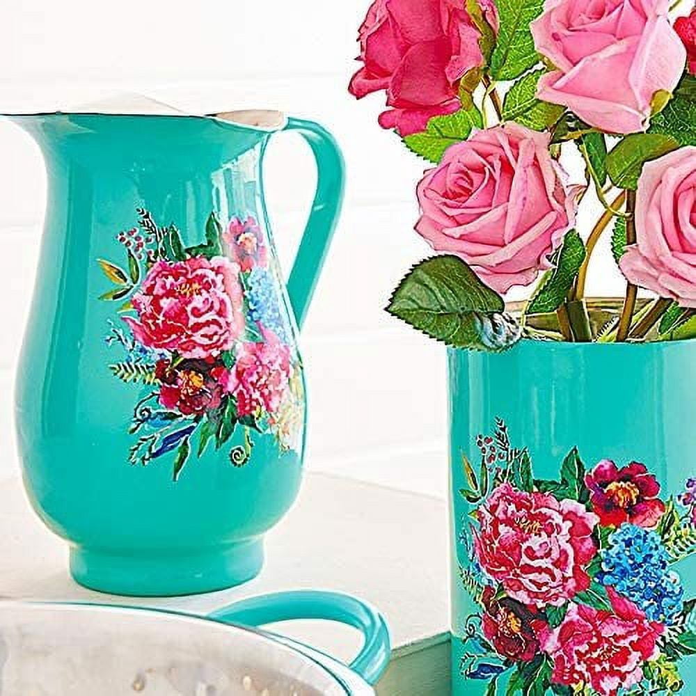 RAZ Utensil Crock Holder Wine Bucket Stainless Steel Decorative Colorful Floral Design By Paul Brent (Bucket)