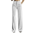 thumbnail image 2 of SOOMLON High Waisted Pants for Women Wide Leg Plus Size Button Ankle Pants Velour Long Pants with Pockets Winter Clothes, 2 of 7