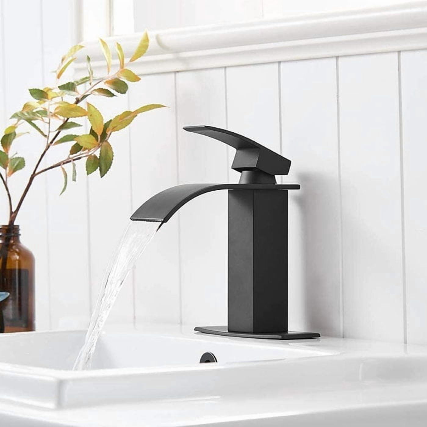 Black Bathroom Basin Sink Faucet 1Hole Single Handle Vanity Mixer with Drain