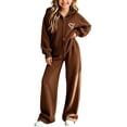 thumbnail image 2 of Oiangi 2 Piece Outfits for Girl Winter Sweater Clothes Zip-Up Hoodie and Pant Fashion Knitted Sets Brown 12-13 Years, 2 of 5