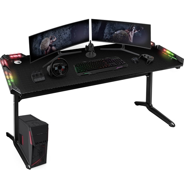 Escritorio Gamer Audiotek Negro Fibra Minimalista Rgb 12 Funciones