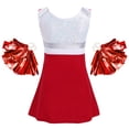 thumbnail image 4 of YONGHS Kids Girls Cheerleading Halloween Outfits Sequins Dance Dress+Shorts+Pom Poms, 4 of 7