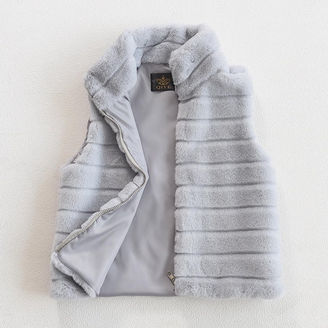 DPTALR Veste en Fausse Fourrure à Col Montant Couleur Unie pour Femmes
