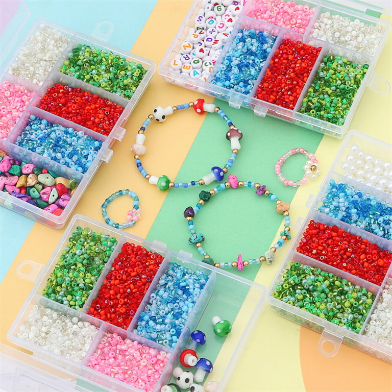 Feildoo Glass Seed Beads for Bracelet Making Kit, Multi Colors Small Beads  for Jewelry Making Crafts Gifts, L#003 Beads + Glazed Beads 