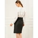 thumbnail image 5 of Falda de tubo corta vintage con cinturón y abertura con botones decorativos para mujer Negro XL, 5 of 6