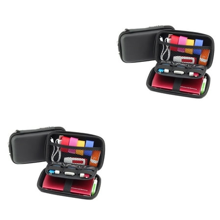 2 PCS Electronic Accessories Travel Organizer Case Dry Bag Black