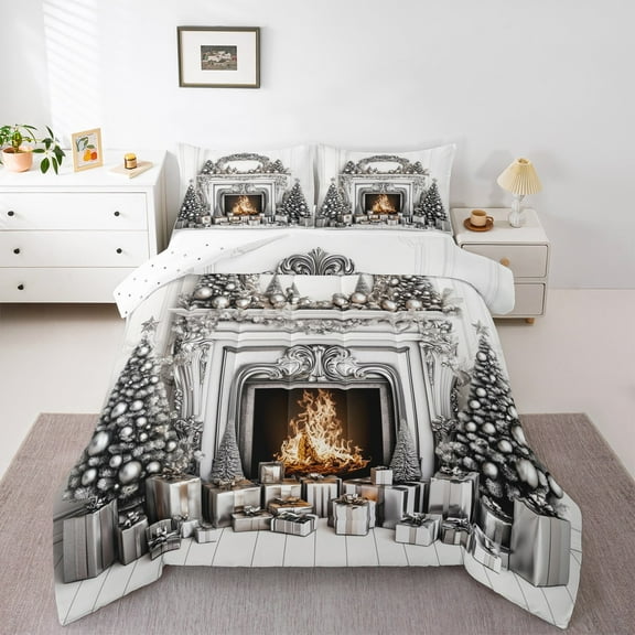 Castle Fairy Teenager Christmas Gifts 2pcs Bedding Comforter Set,Xmas Tree Twin Comforter Sets,Festival Theme Breathable Bedding Set,Breathable Home Decor