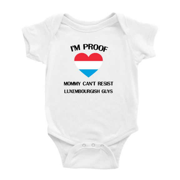 I'm Proof Mommy Can't Resist Luxembourgish Guys Cute Baby Bodysuit Romper (White, 0-3 Months)