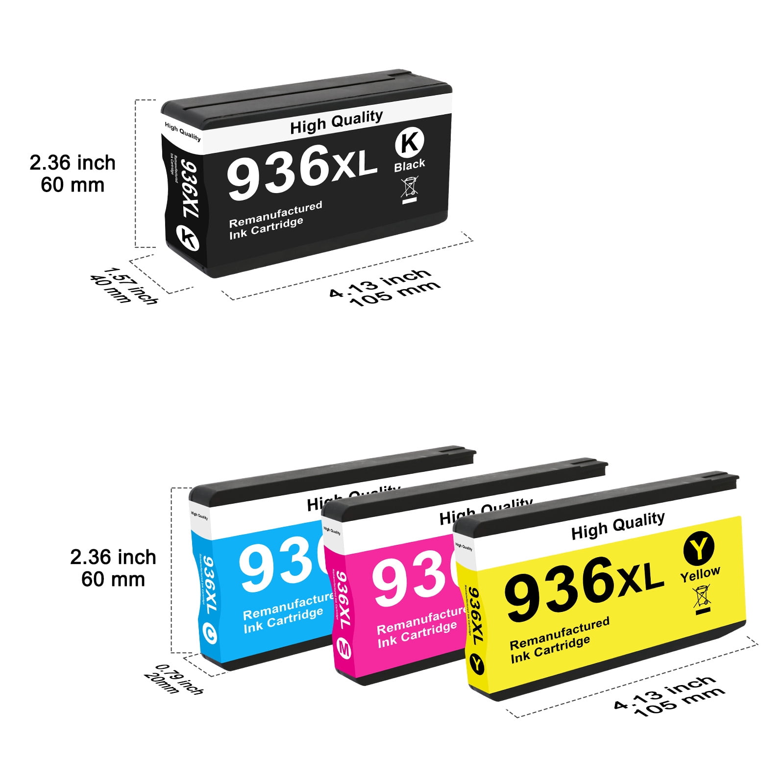 936e 936 XL Ink Cartridges 936e 936XL 936 compatible for OfficeJet Pro 9125e 9120e 9730e 9130 9135e 9122e 9128e 9110b 9120b 9130b 9130e Printer 936e Ink (Black, Cyan, Magenta, Yellow)