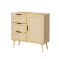 thumbnail image 6 of Hassch Storage Cabinet with Rattan Door & 3 Drawers, Rattan Cabinet with Adjustable Shelf, Accent Small Sideboard for Living Room, Dining Room, Entryway, Natural, 6 of 7