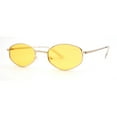 thumbnail image 1 of Narrow Hexagon Hippie Color Lens Metal Rim Dad Shade Sunglasses Gold Yellow, 1 of 4