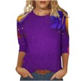 thumbnail image 2 of Cavosen Carnival Day 3/4 Length Sleeve Womens Tops Loose Fit Holiday Mardi Gras Round Neck Shirts Mask Graphic Print Blouse Festival Novelty Tops Casual Going out Tees Party Tuesday 2XL, 2 of 5