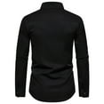 thumbnail image 6 of WREESH Men's Fashion Dress Button Down Shirts Long Sleeve Casual Shirts with Patchwork and Turn-Down Collar, Solid Color Choices for a Stylish Statement Black, 6 of 9