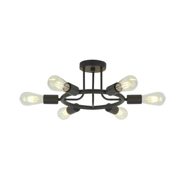 Miniyam 6 Light Modern Sputnik Lights Semi Flush Mount Ceiling Light Brushed Nickel Finished,Black