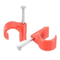 Uxcell 14mm Dia Red Round Cable Clips with Steel Nail 24 Pack
