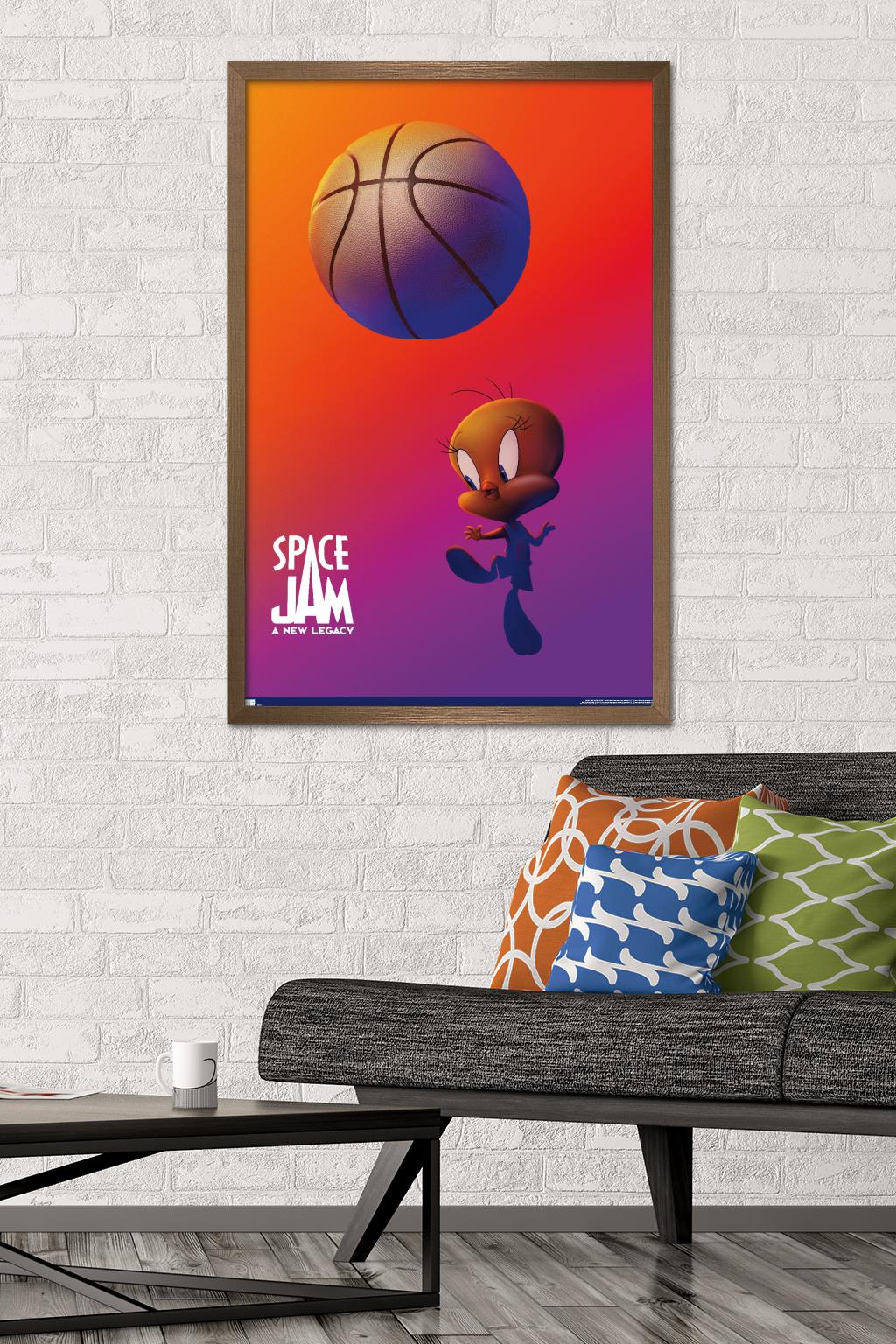 Space Jam: A New Legacy - Tweety One Sheet Wall Poster, 22.375" x 34", Framed
