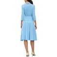 thumbnail image 3 of INSPIRE CHICBusiness Skirt Suit Sets for Women's 2 Piece Outfits Office 3/4 Sleeve Blazer Jacket Pleated Skirts XS Sky Blue, 3 of 6