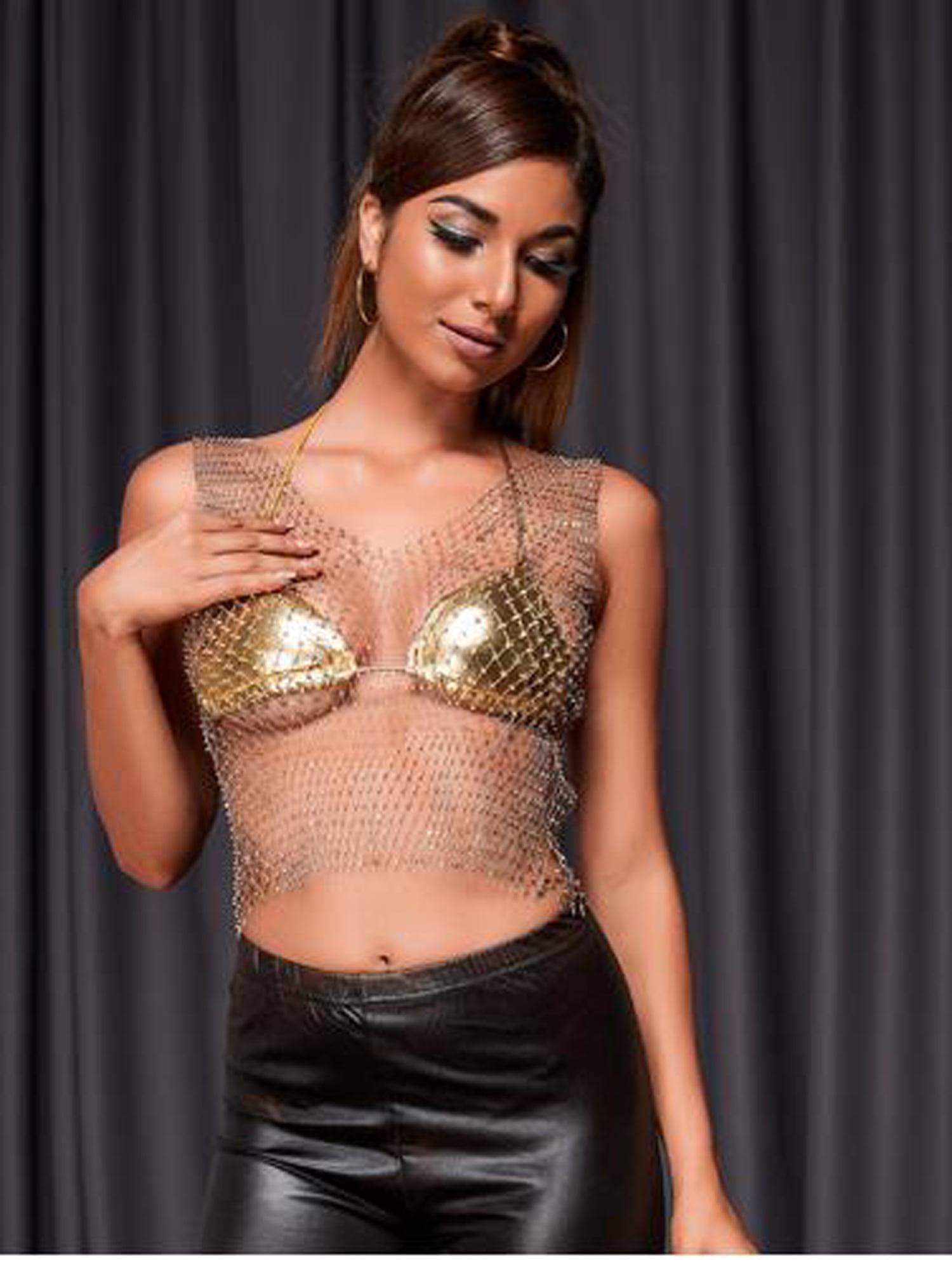 fishnet rhinestone top